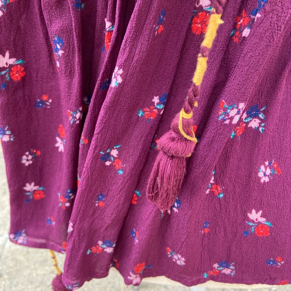 ANTIK BATIK Paris Anthropologie Floral Peasant Blouse Patchwork BOHO Purple Top - Picture 6 of 7